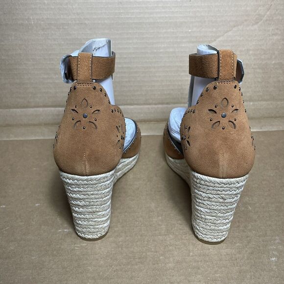 Coach Kelsi Brown Studded Strappy Suede Espadrilles Wedges Shoes NEW Size 11 - Picture 5 of 10
